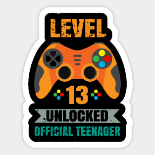 Official Teenager 13th Birthday Gift Level 13 Unlocked Sticker